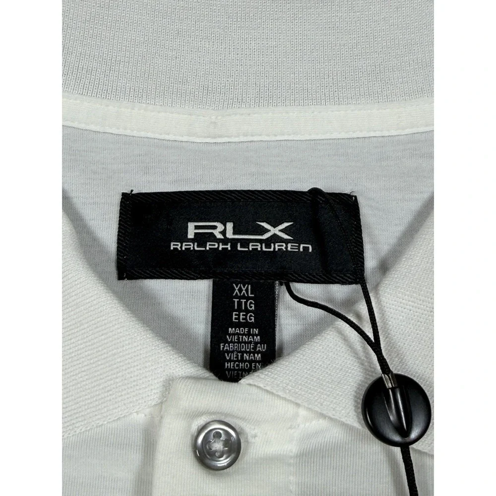 Ralph Lauren RLX Men's Size 2XL Long Sleeve Solid White Polo Shirt Collared